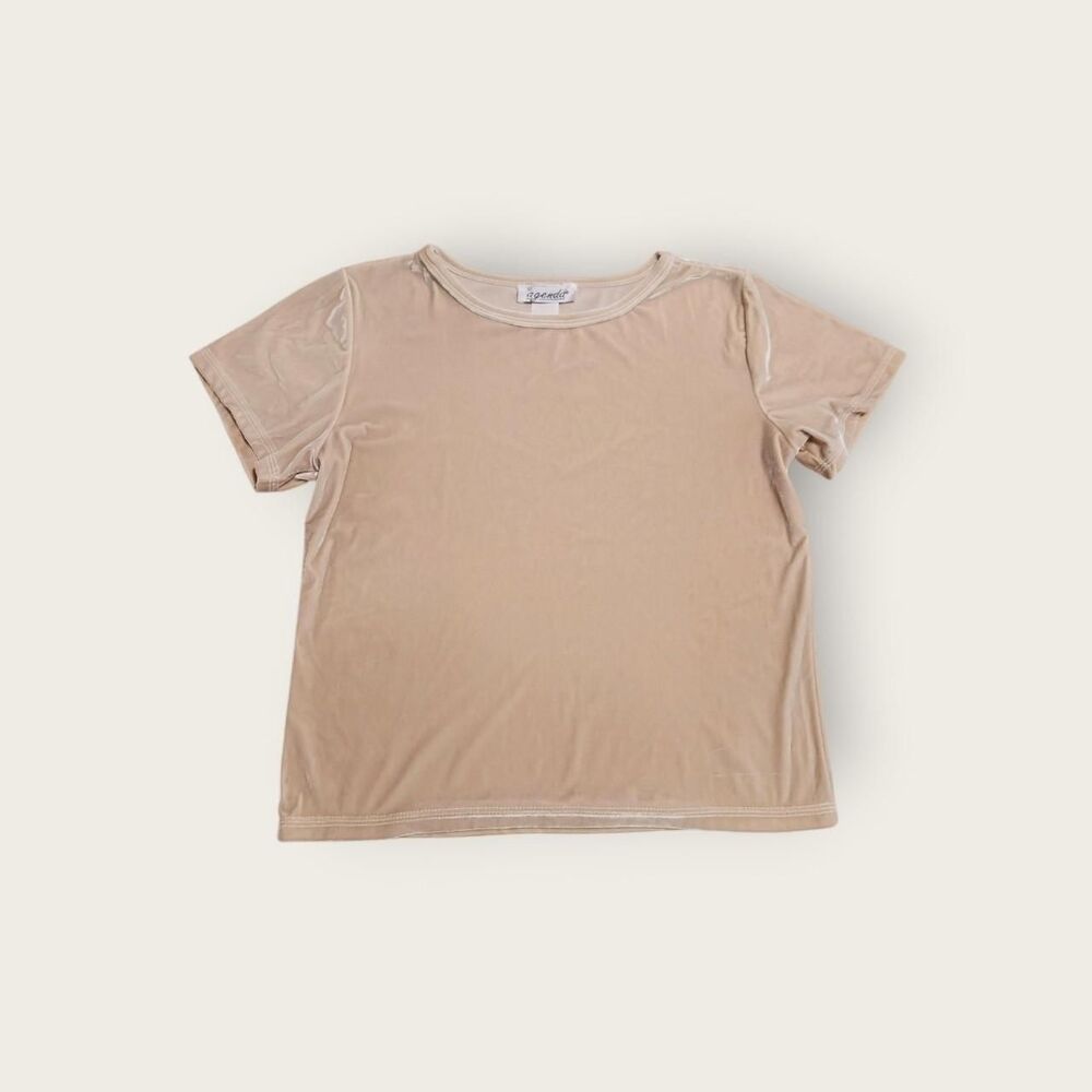 Vintage 90s Agenda cream velour slightly cropped baby tee